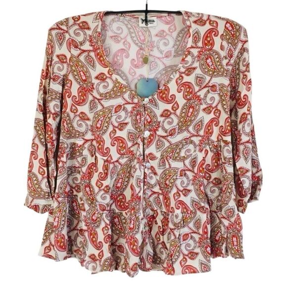 Show Me Your MuMu Paisley Boho Print Marlow Swing Top Sz S NWT - Picture 10 of 11